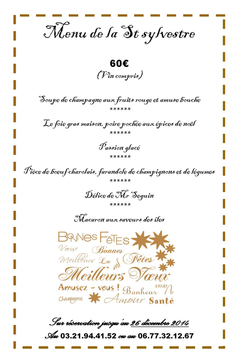 Menu St sylvestre