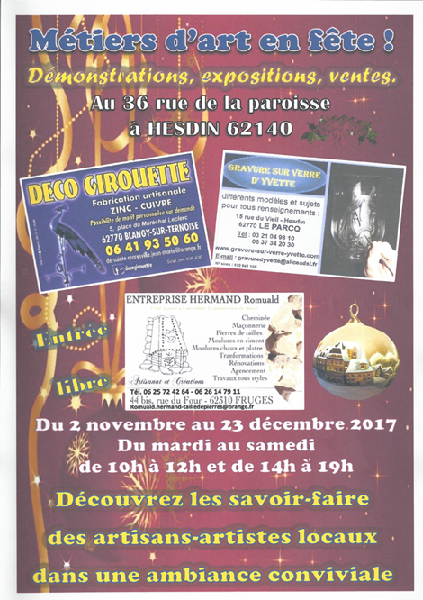 05 12 hesdin Métiers d'art en fête déco girouette gravure sur verre d'Yvette entreprise Hermand
